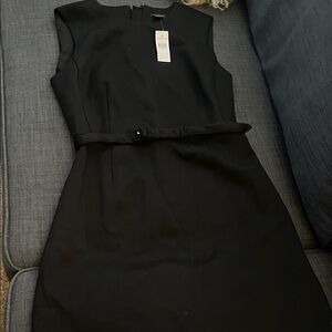 Ann Taylor Black Sleeveless Belted Midi Dress